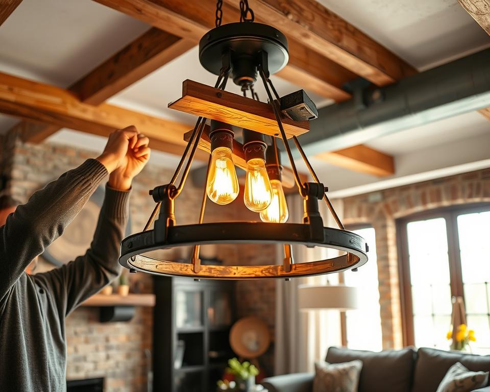 rustic lighting fixtures installation