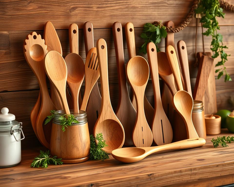 wooden kitchen utensils
