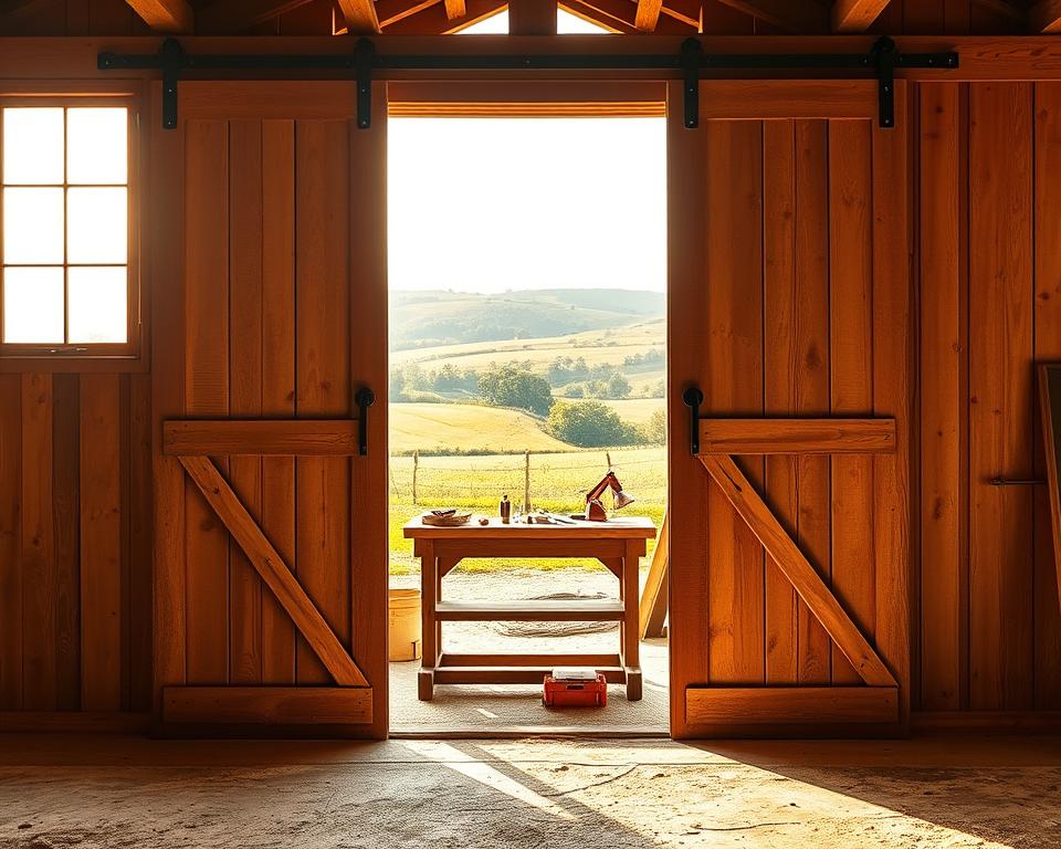Farmhouse barn doors installation