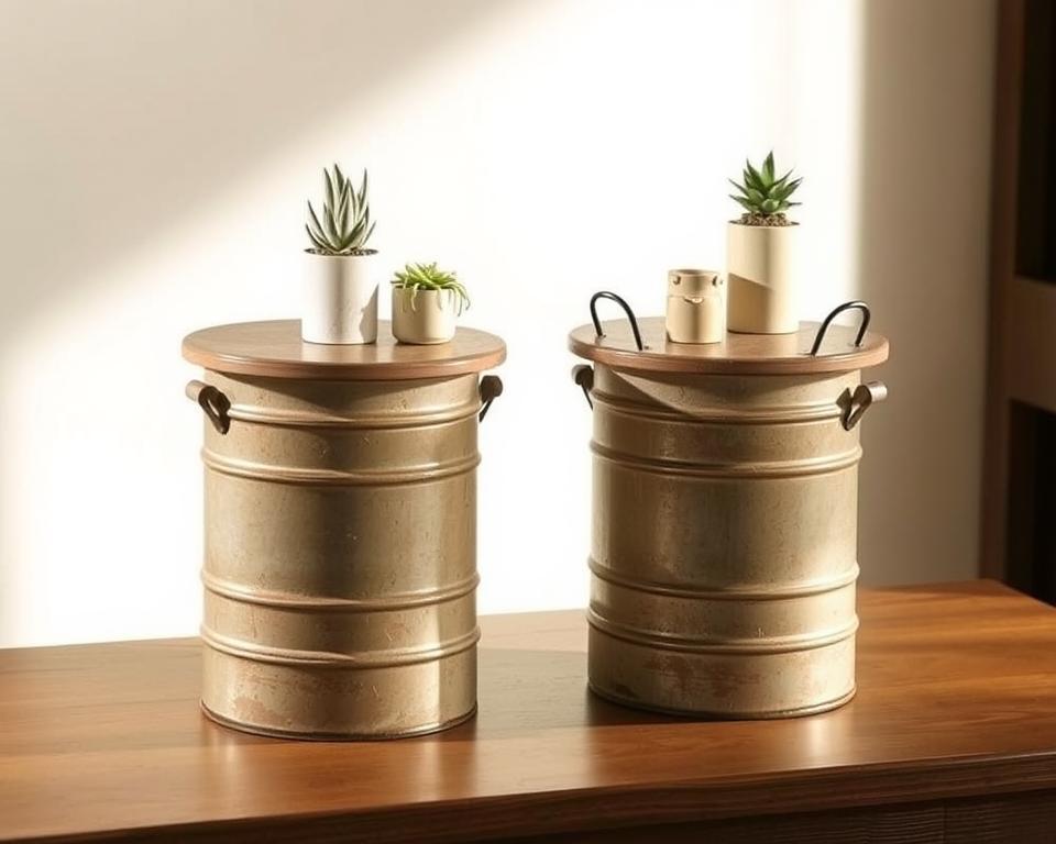 Milk can side tables