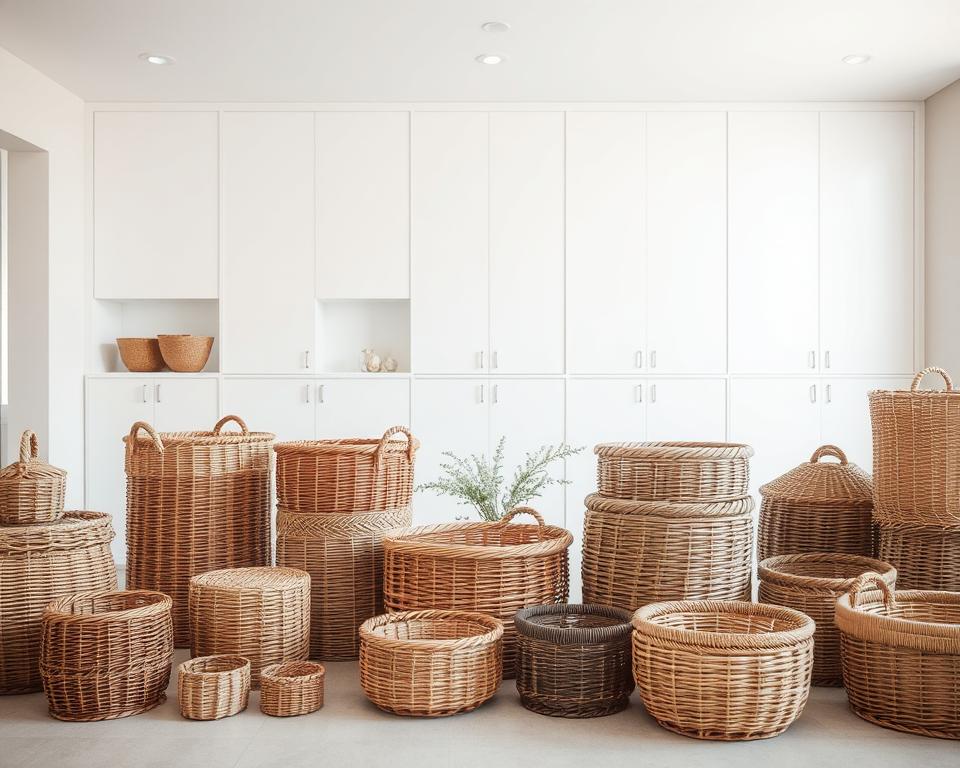 Wicker baskets for storage
