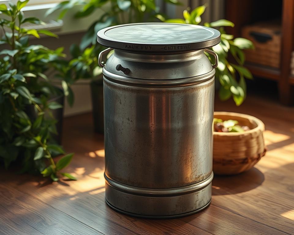 milk can side table