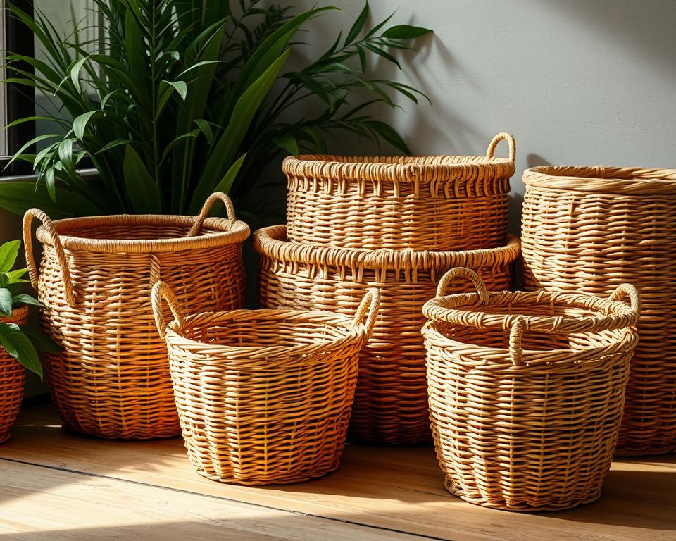 natural wicker storage bins
