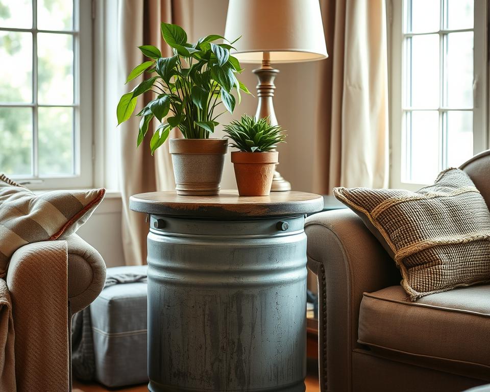 rustic milk can end table